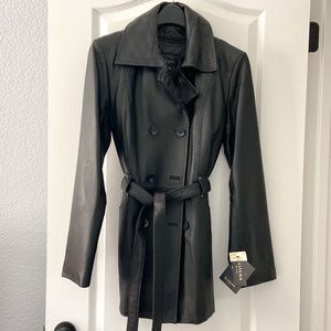 Black Leather Jacket Pea Coat Style